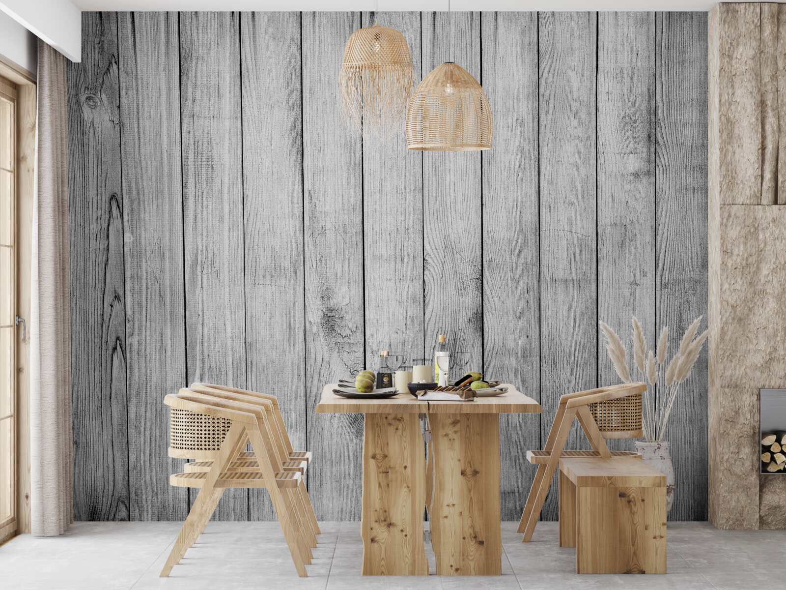 Papier peint parquet gris clair