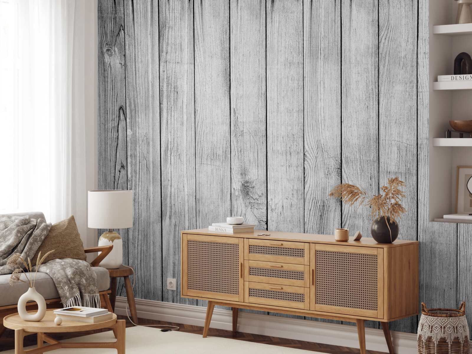 Papier peint parquet gris clair