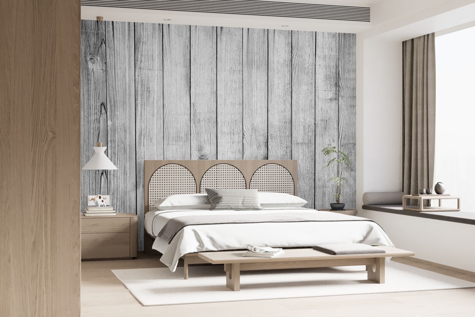 Papier peint parquet gris clair