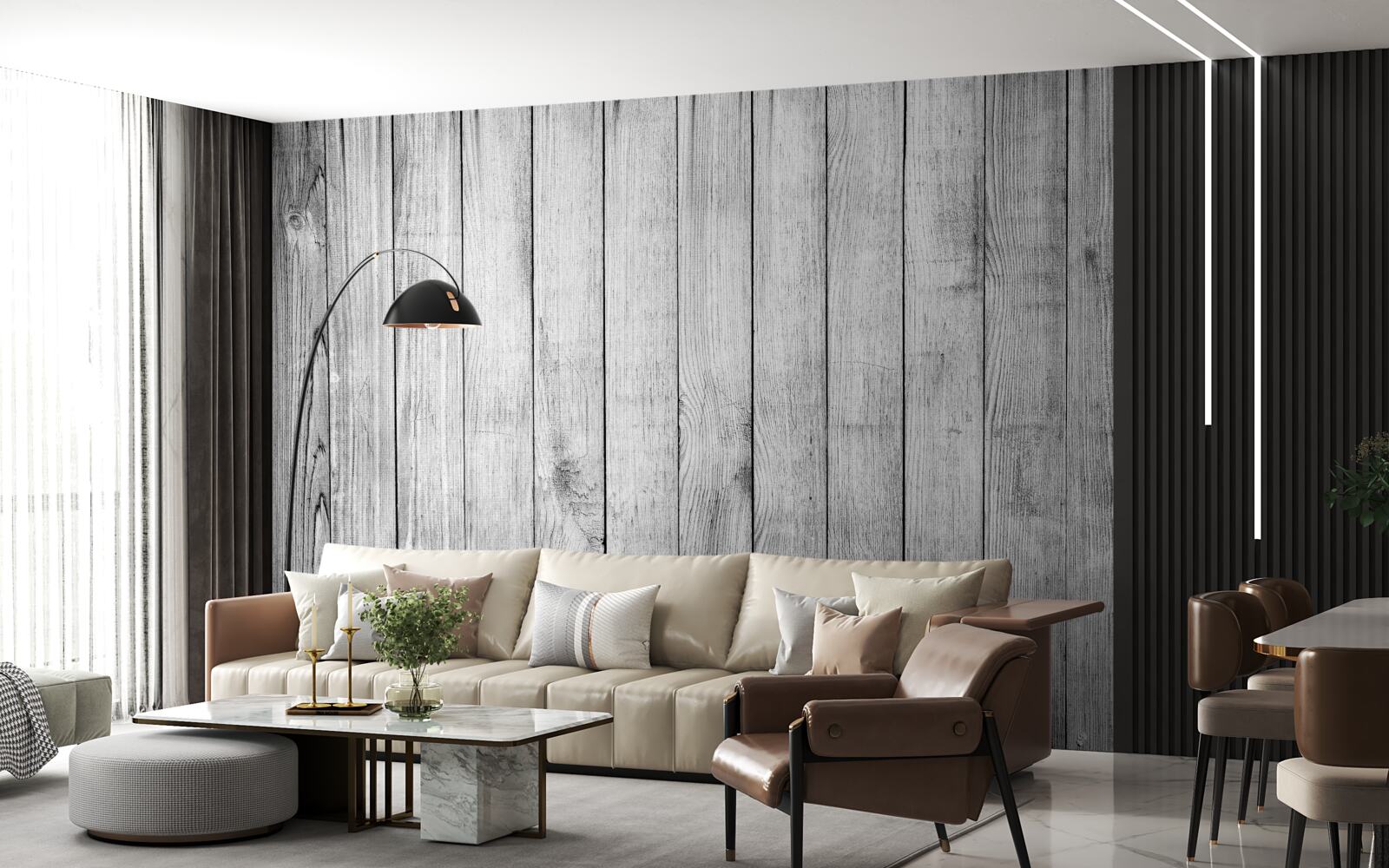 Papier peint parquet gris clair