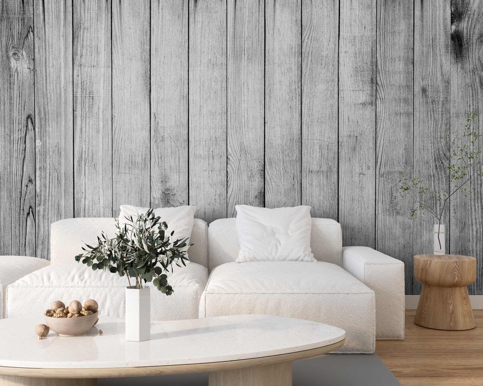 Papier peint parquet gris clair