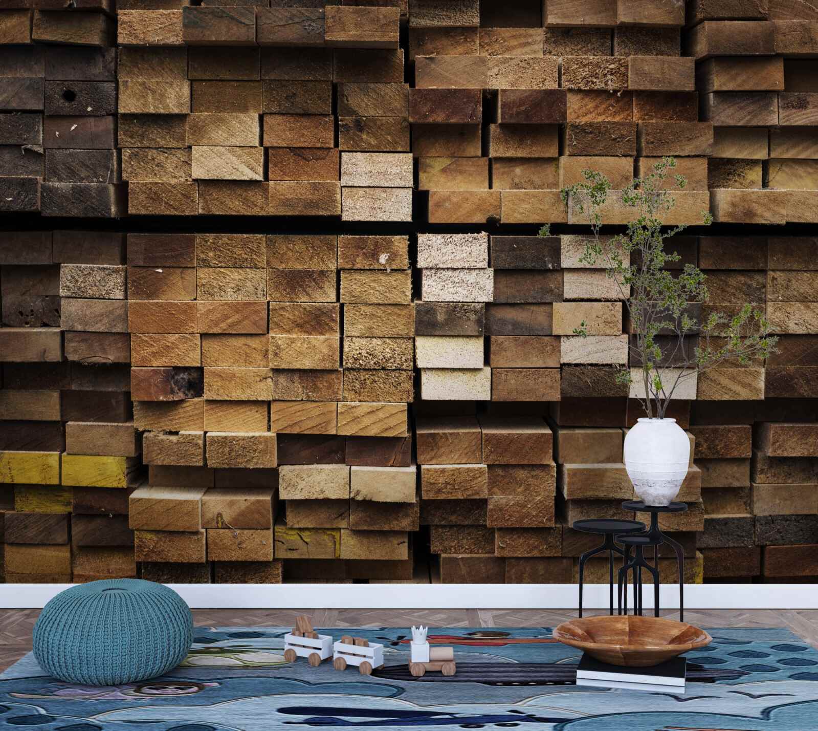 Papier peint des planches de bois disposées dans l'ordre