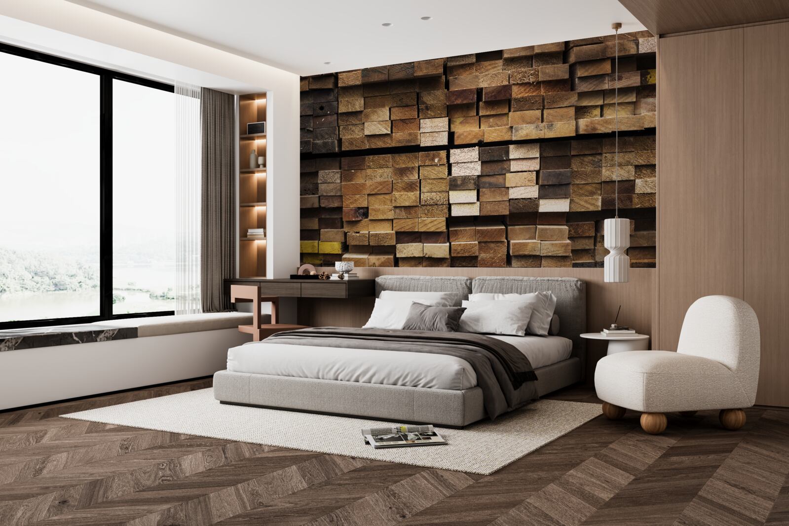 Papier peint des planches de bois disposées dans l'ordre