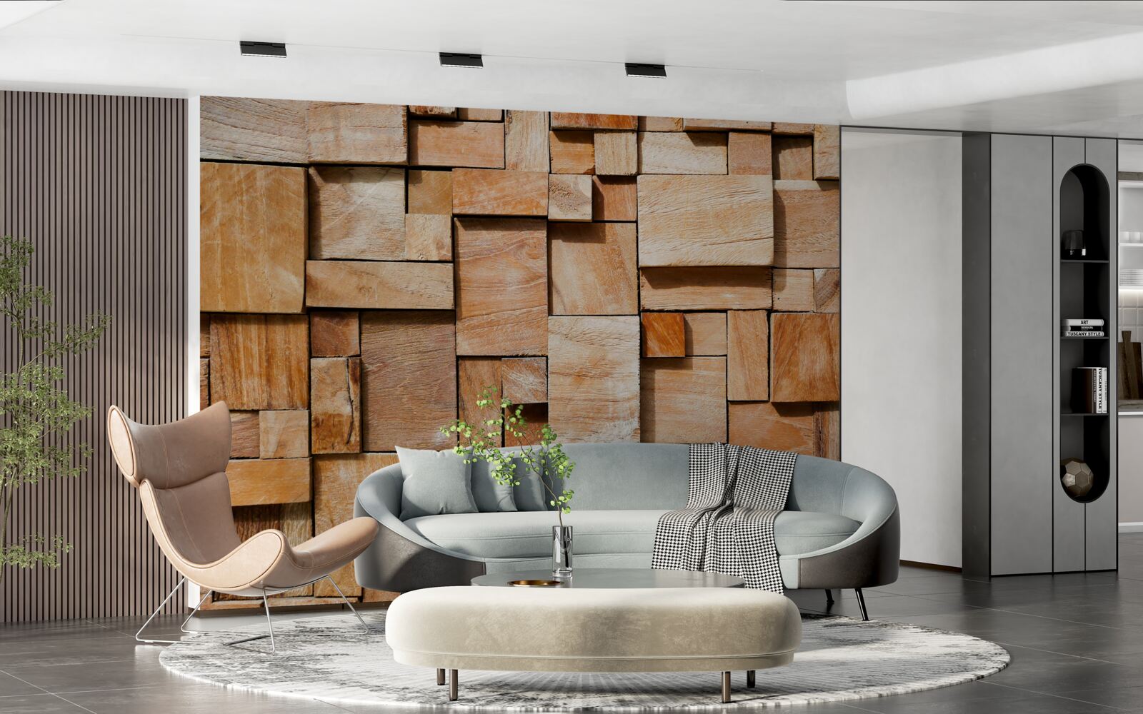 Papier peint produit décoratif en fragments de bois