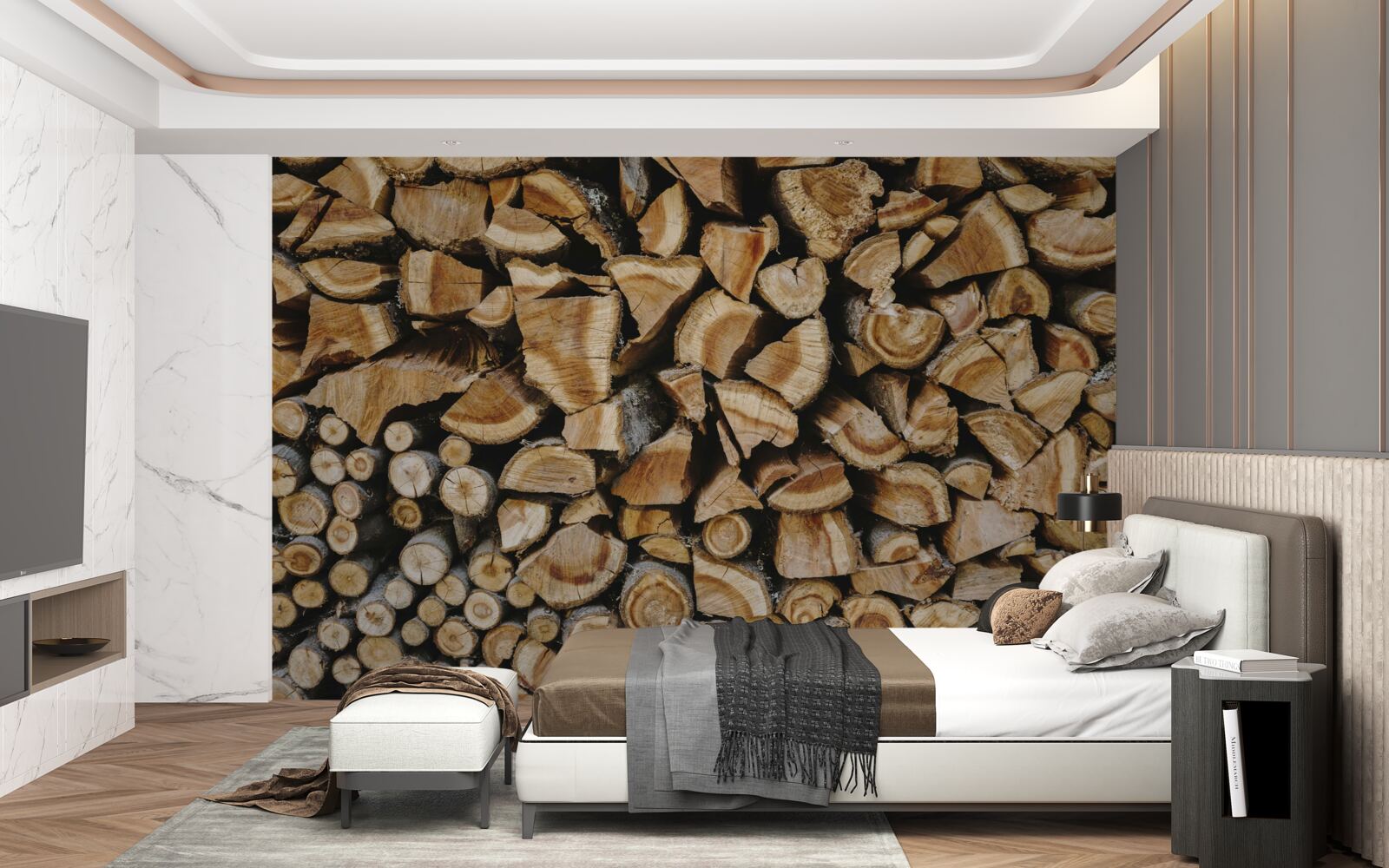 Papier peint pièces de bois assemblées