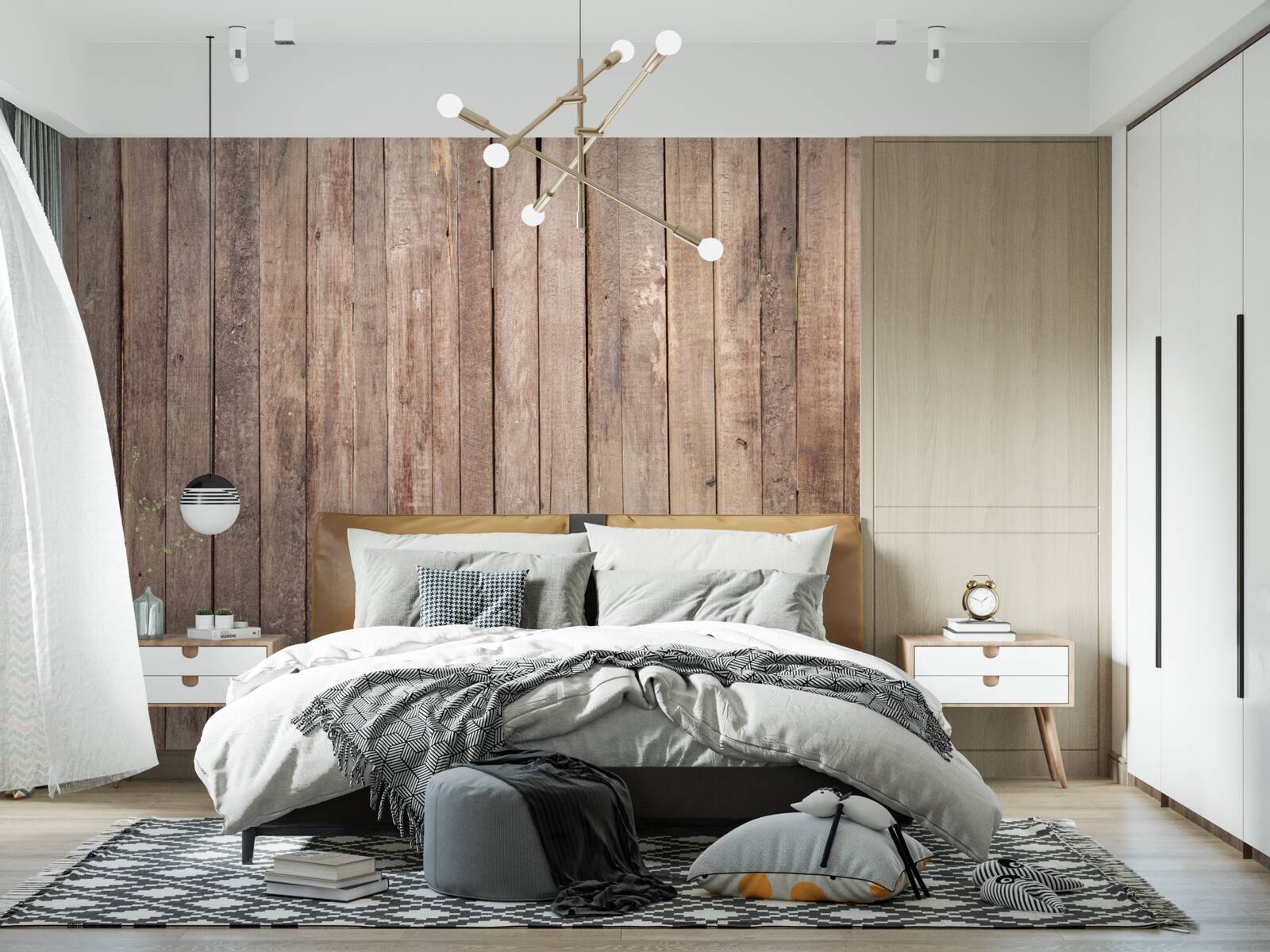 Papier peint planches de parquet en différentes teintes