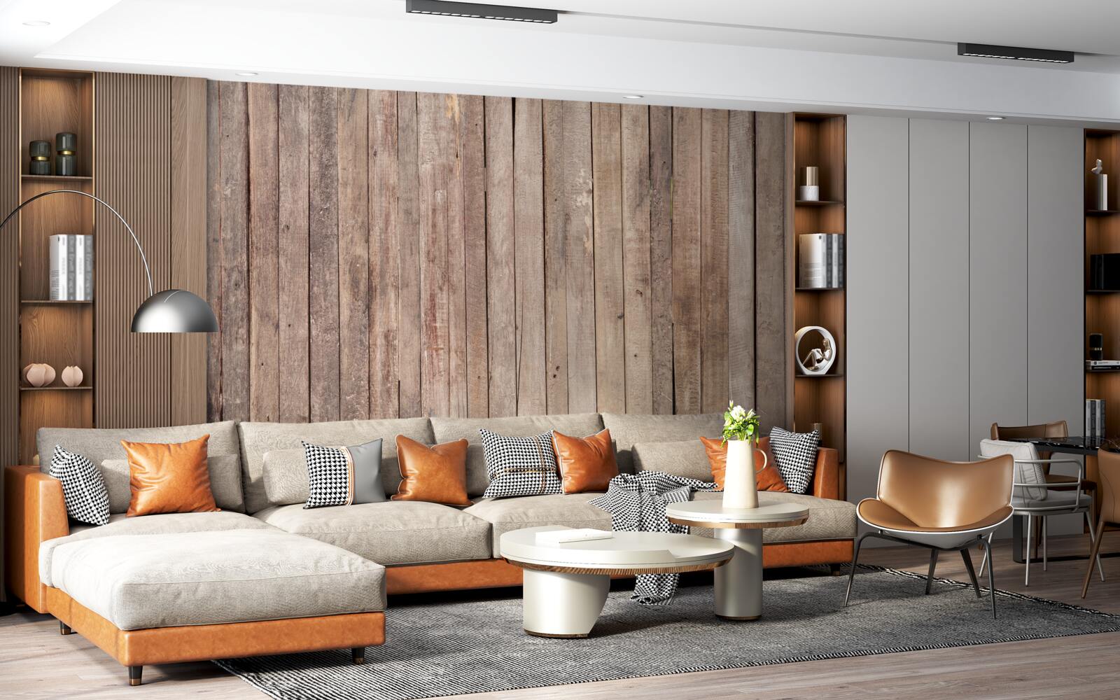 Papier peint planches de parquet en différentes teintes