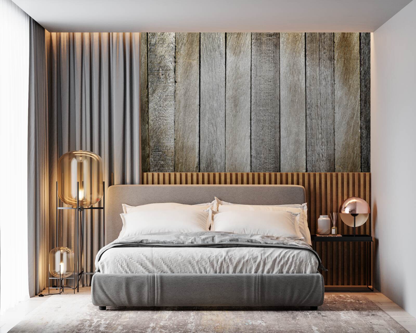 Papier peint panneau de parquet avec effet de vieillissement