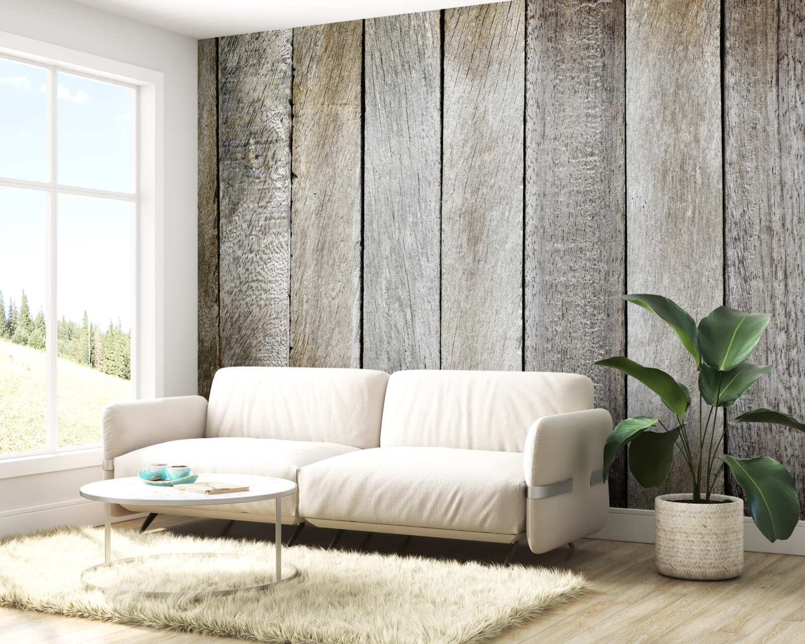 Papier peint panneau de parquet avec effet de vieillissement