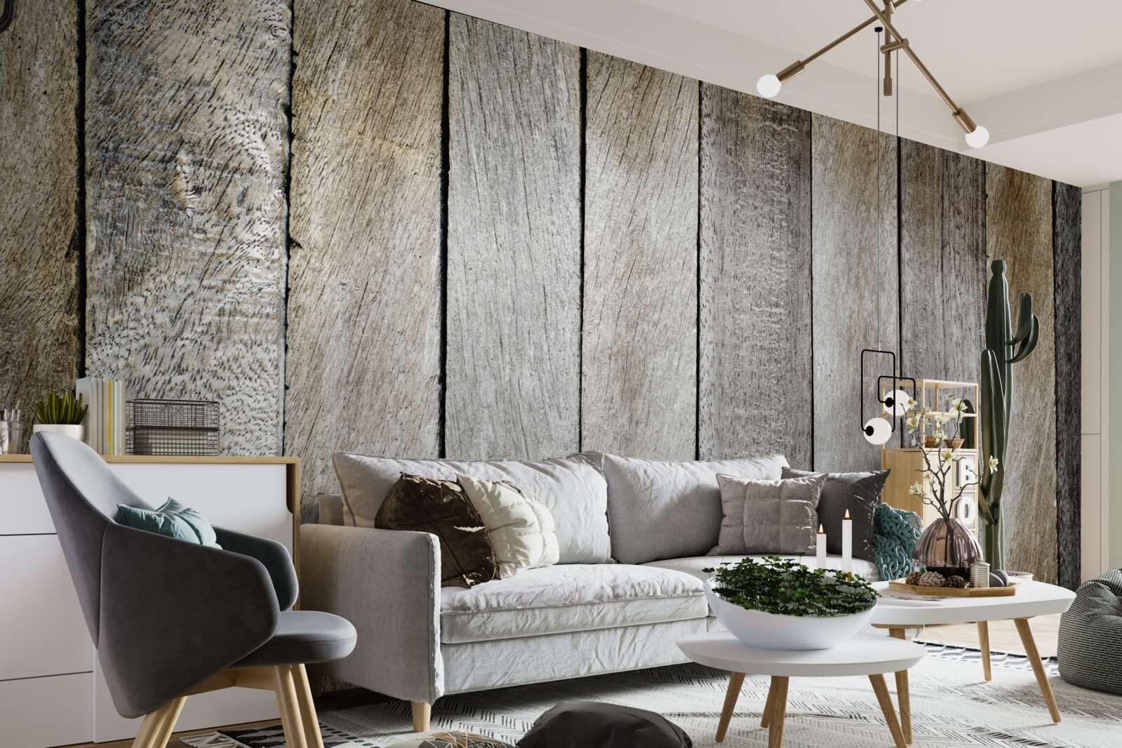 Papier peint panneau de parquet avec effet de vieillissement