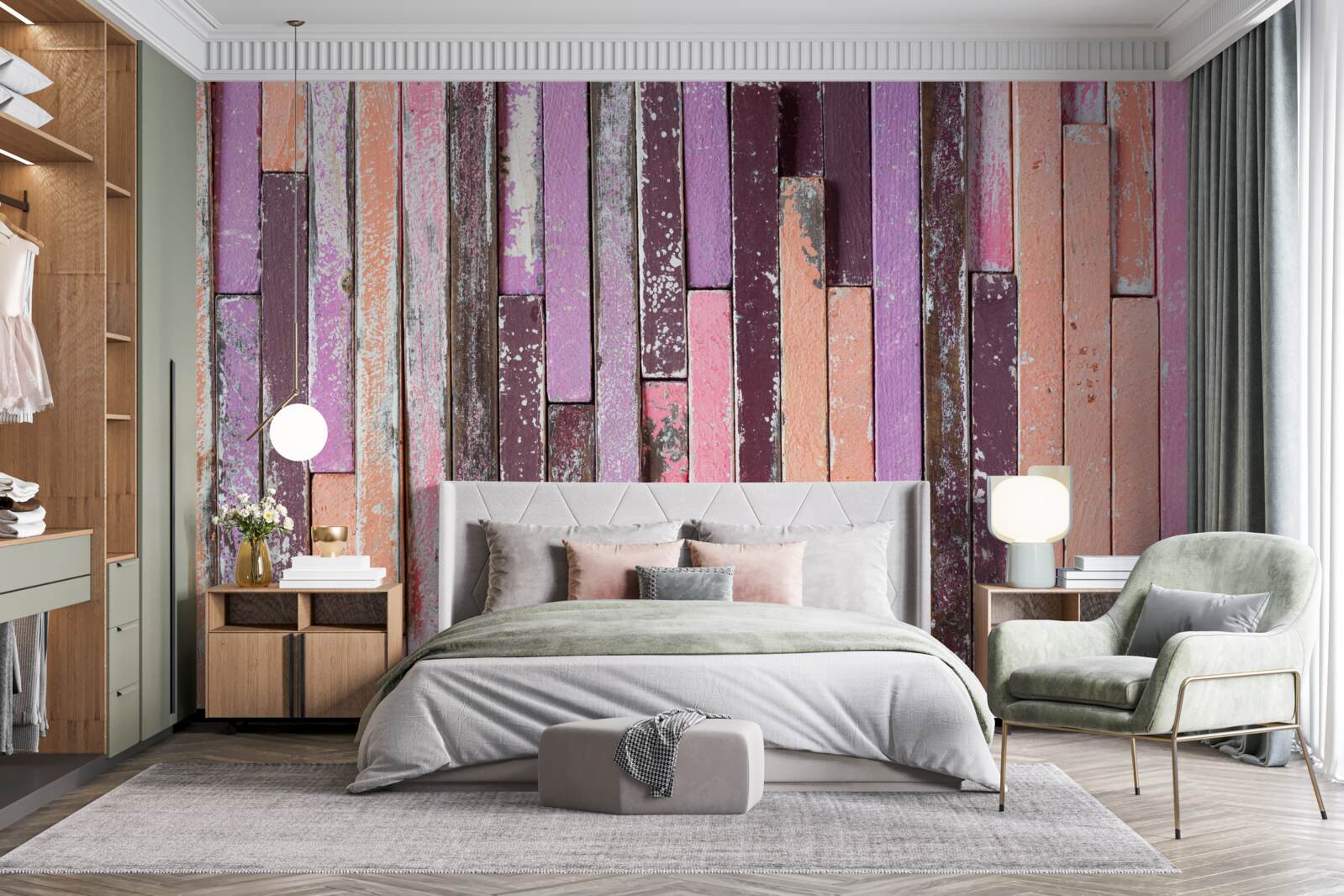 Papier peint lames de parquet en bois de différentes couleurs de l'ancien temps