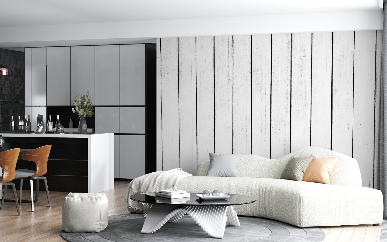 Papier peint parquet blanc