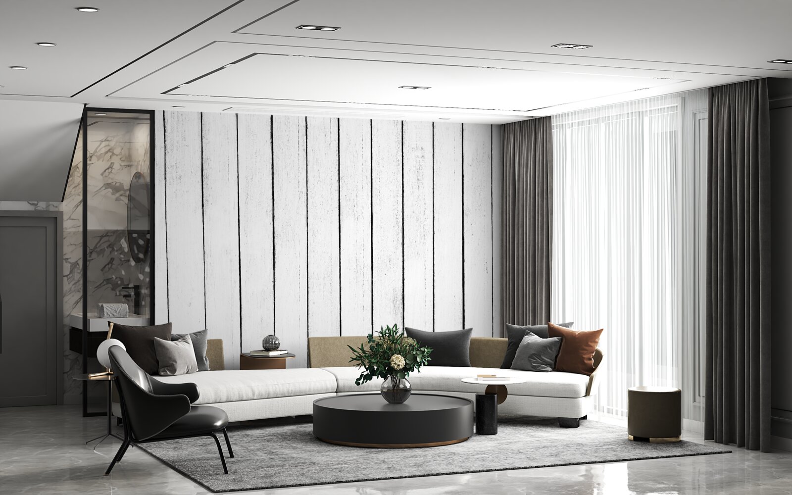 Papier peint parquet blanc