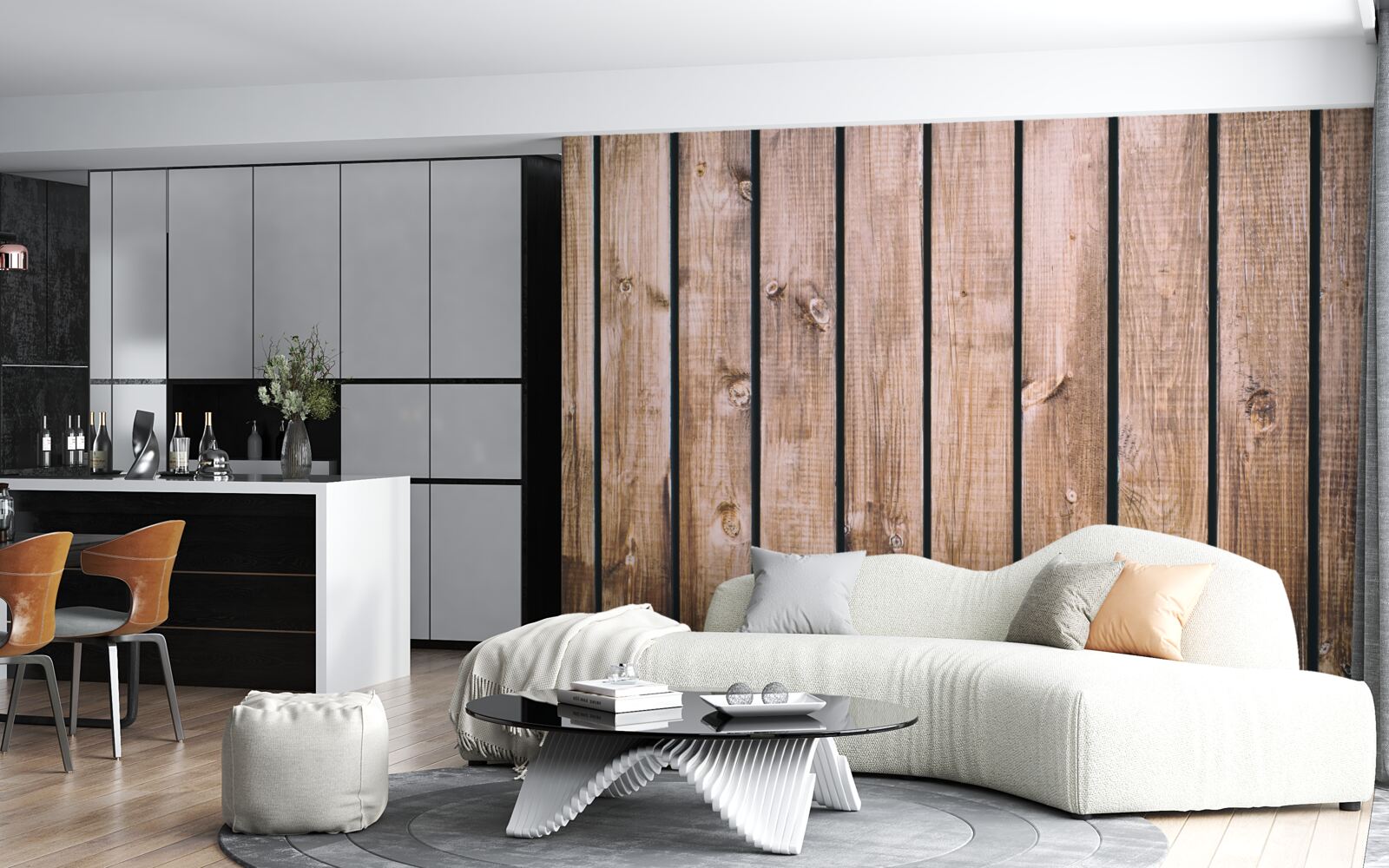 Papier peint parquet brun