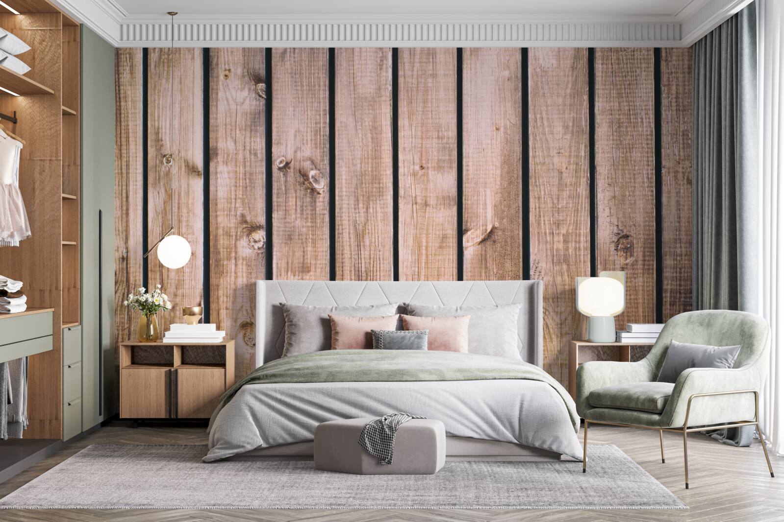 Papier peint parquet brun