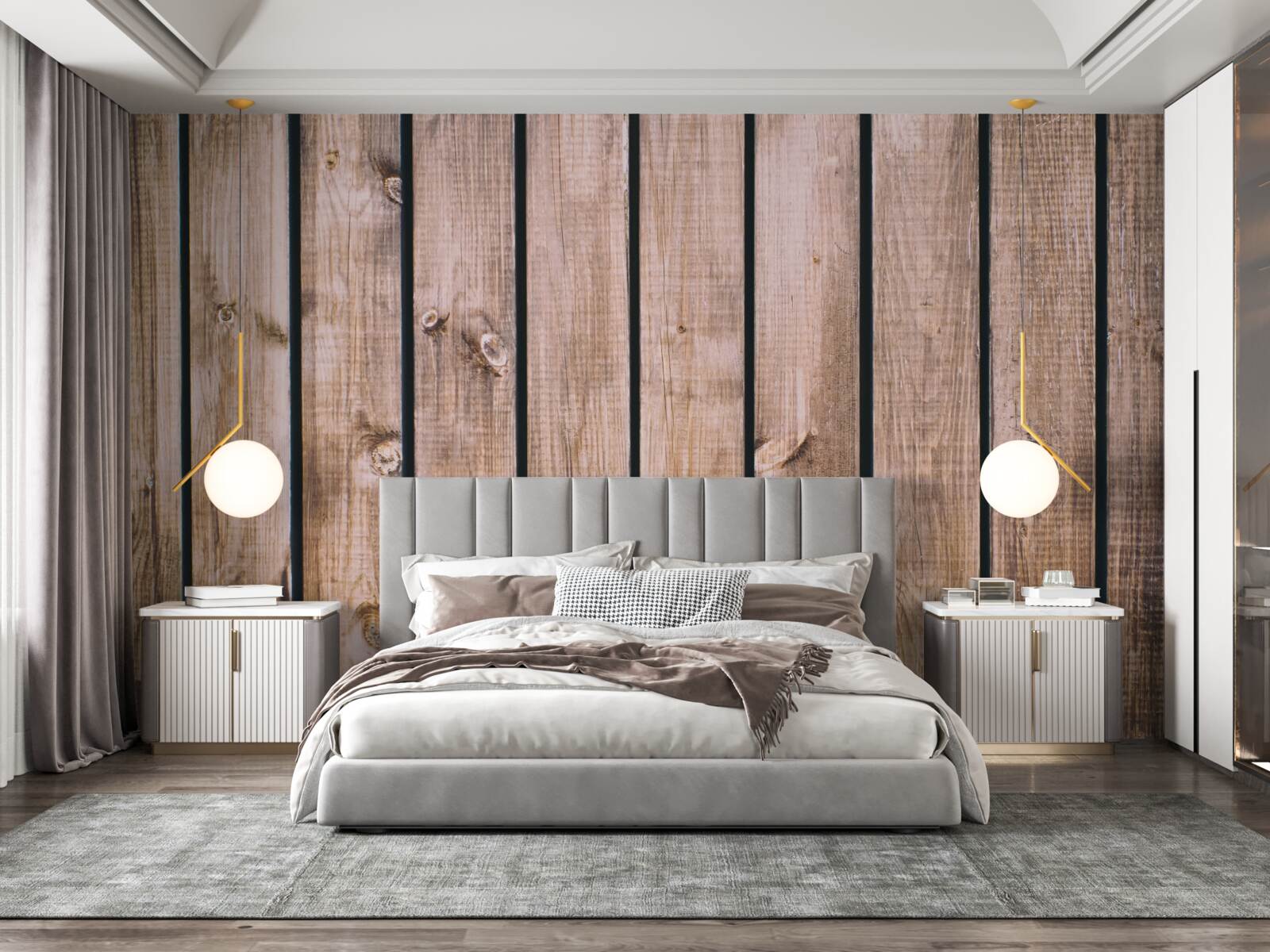 Papier peint parquet brun