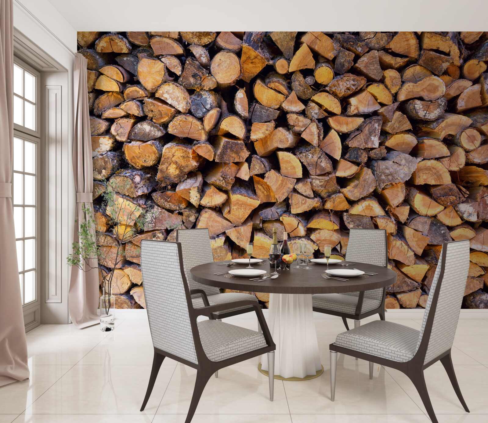 Papier peint fragments de troncs d'arbres