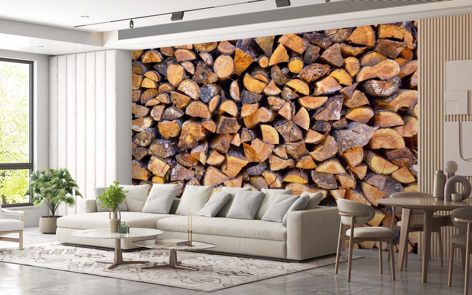 Papier peint fragments de troncs d'arbres