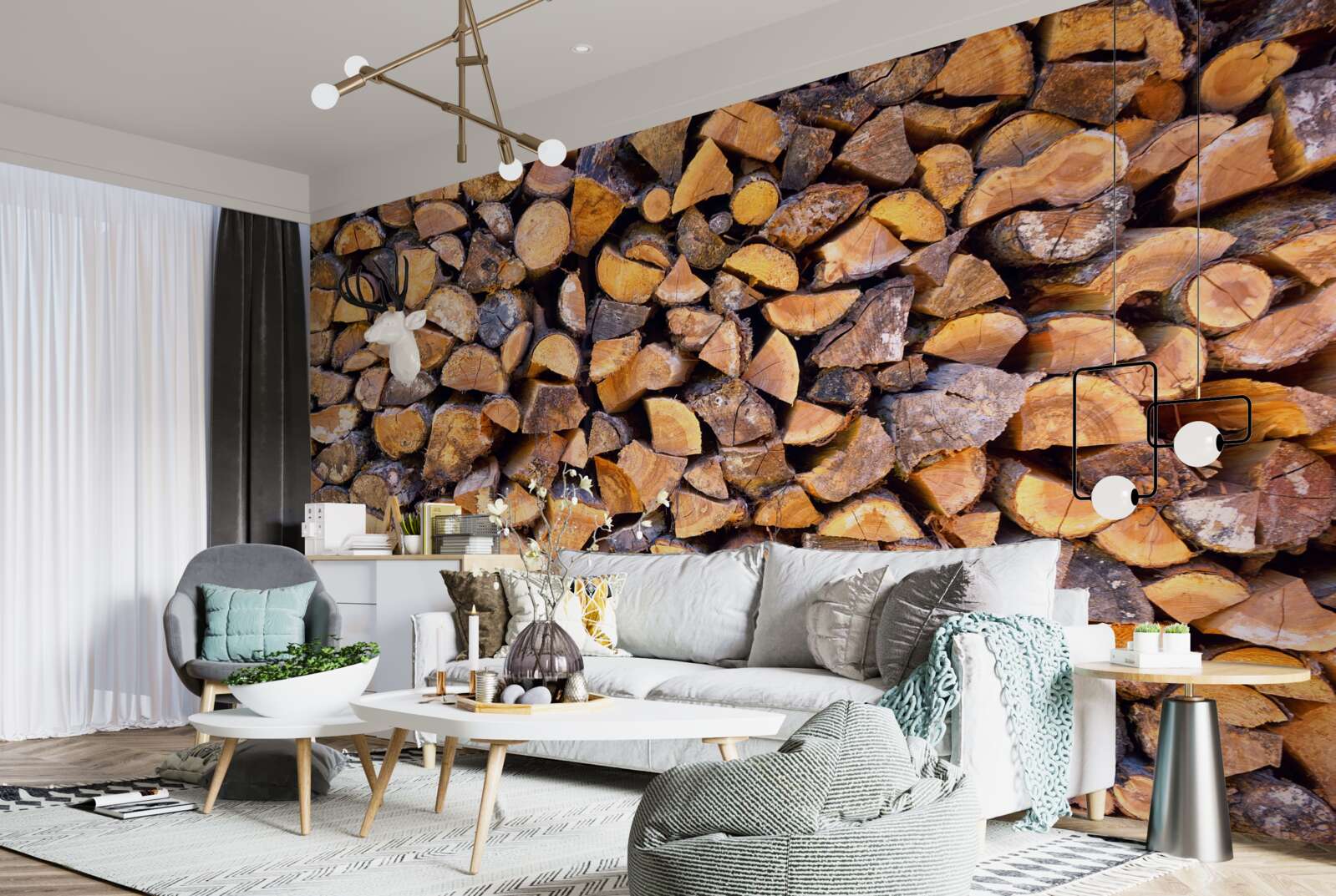 Papier peint fragments de troncs d'arbres