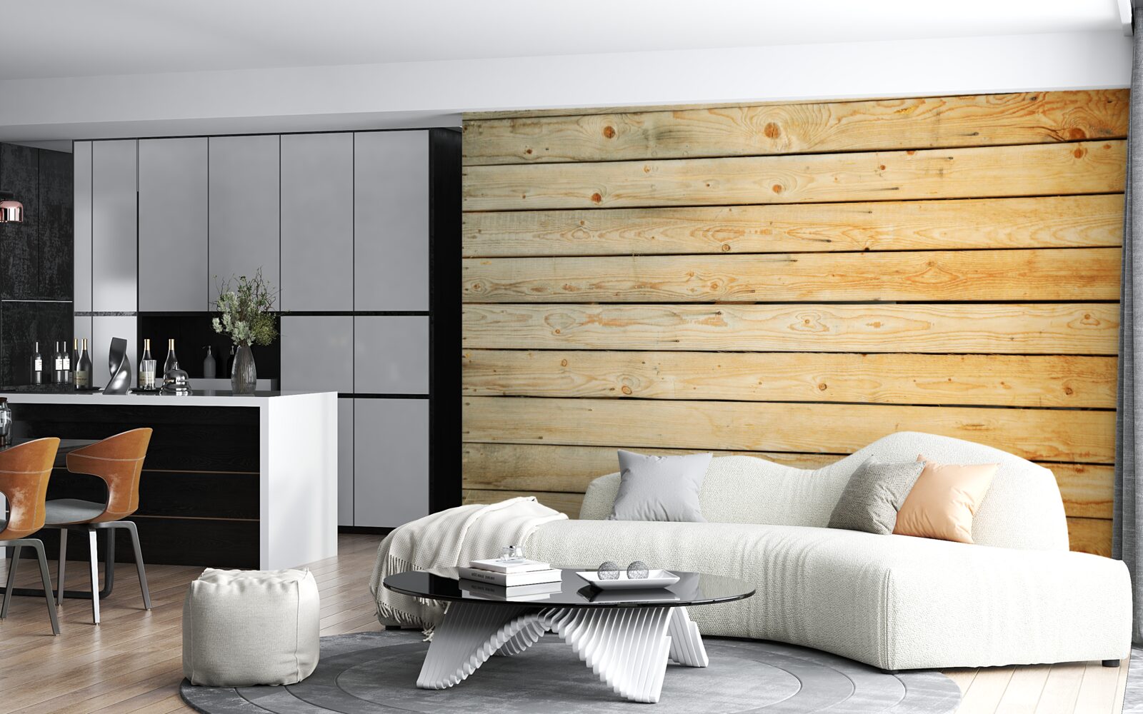 Papier peint bâtons en bois brun clair