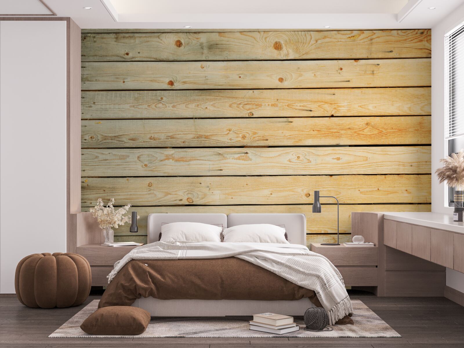 Papier peint bâtons en bois brun clair