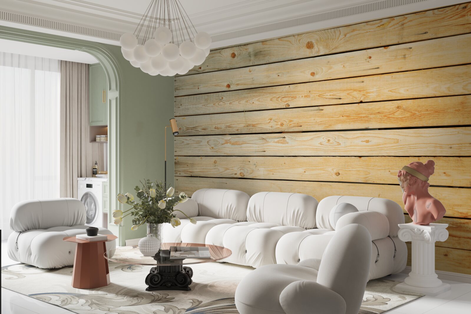 Papier peint bâtons en bois brun clair