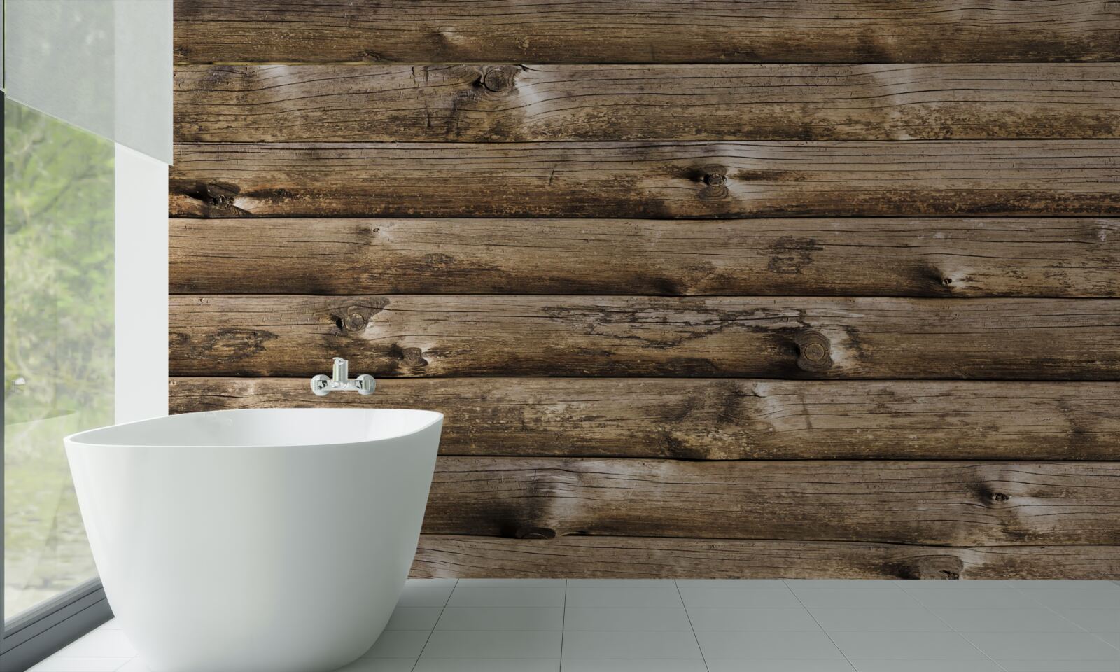 Papier peint Mur en rondins bruns