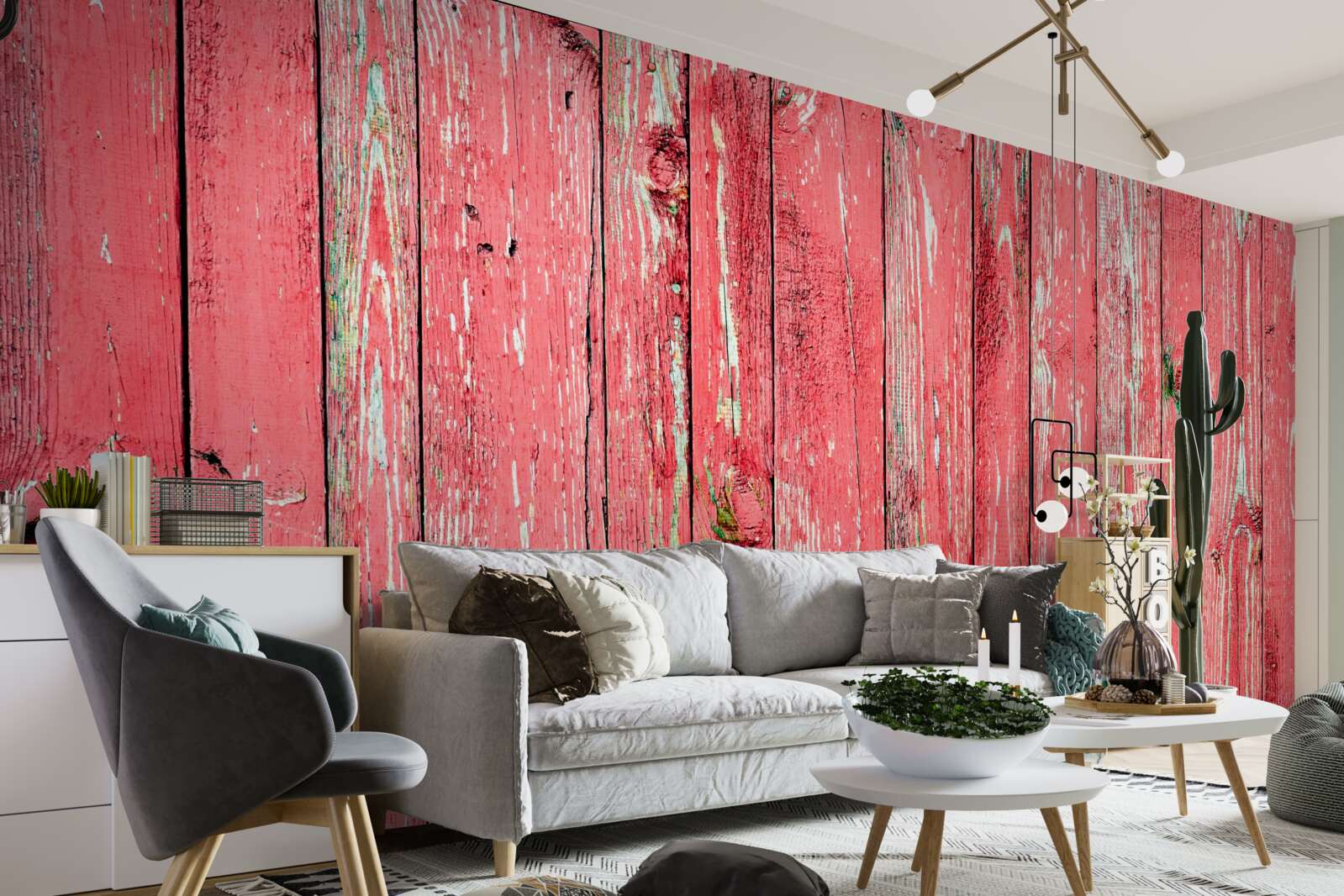 Papier peint clôture peinte en rose