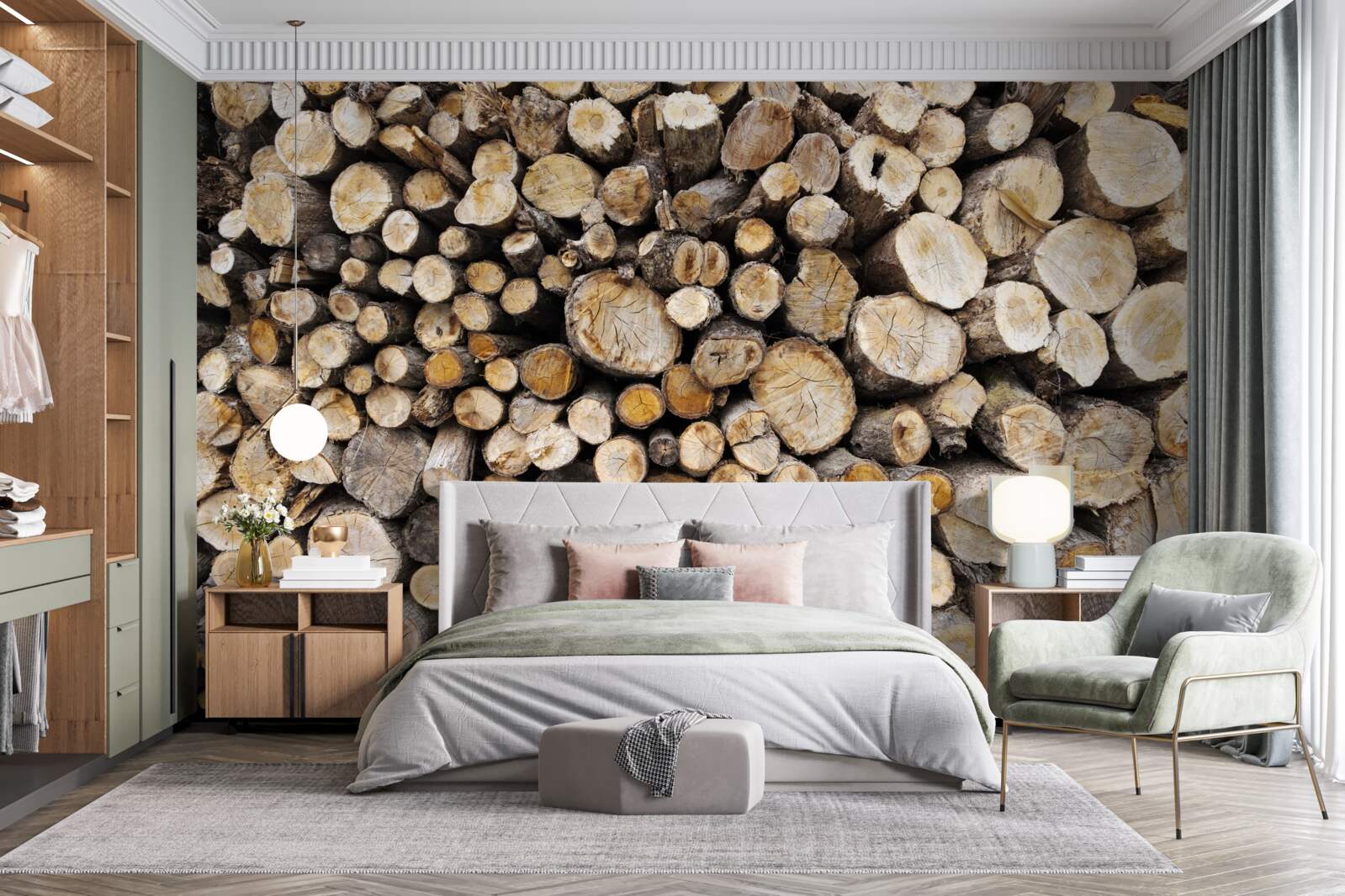 Papier peint les arbres abattus sont très nombreux