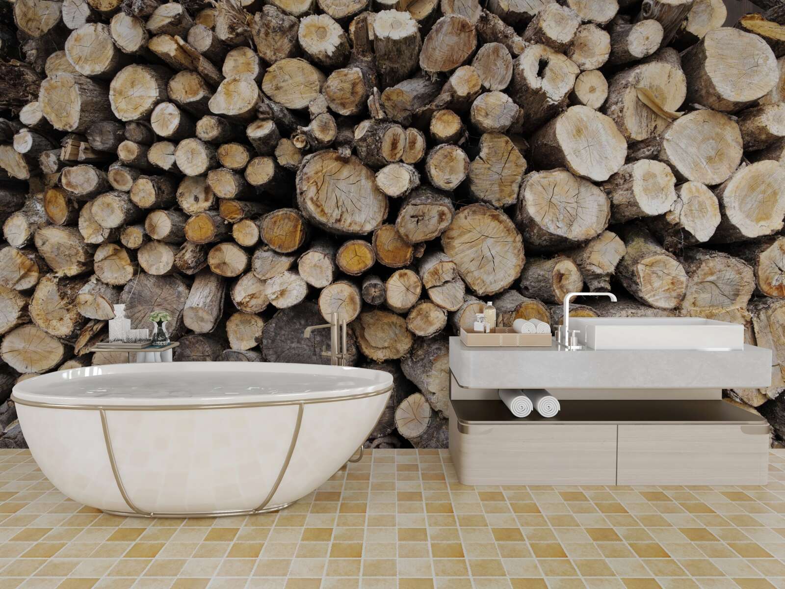 Papier peint les arbres abattus sont très nombreux