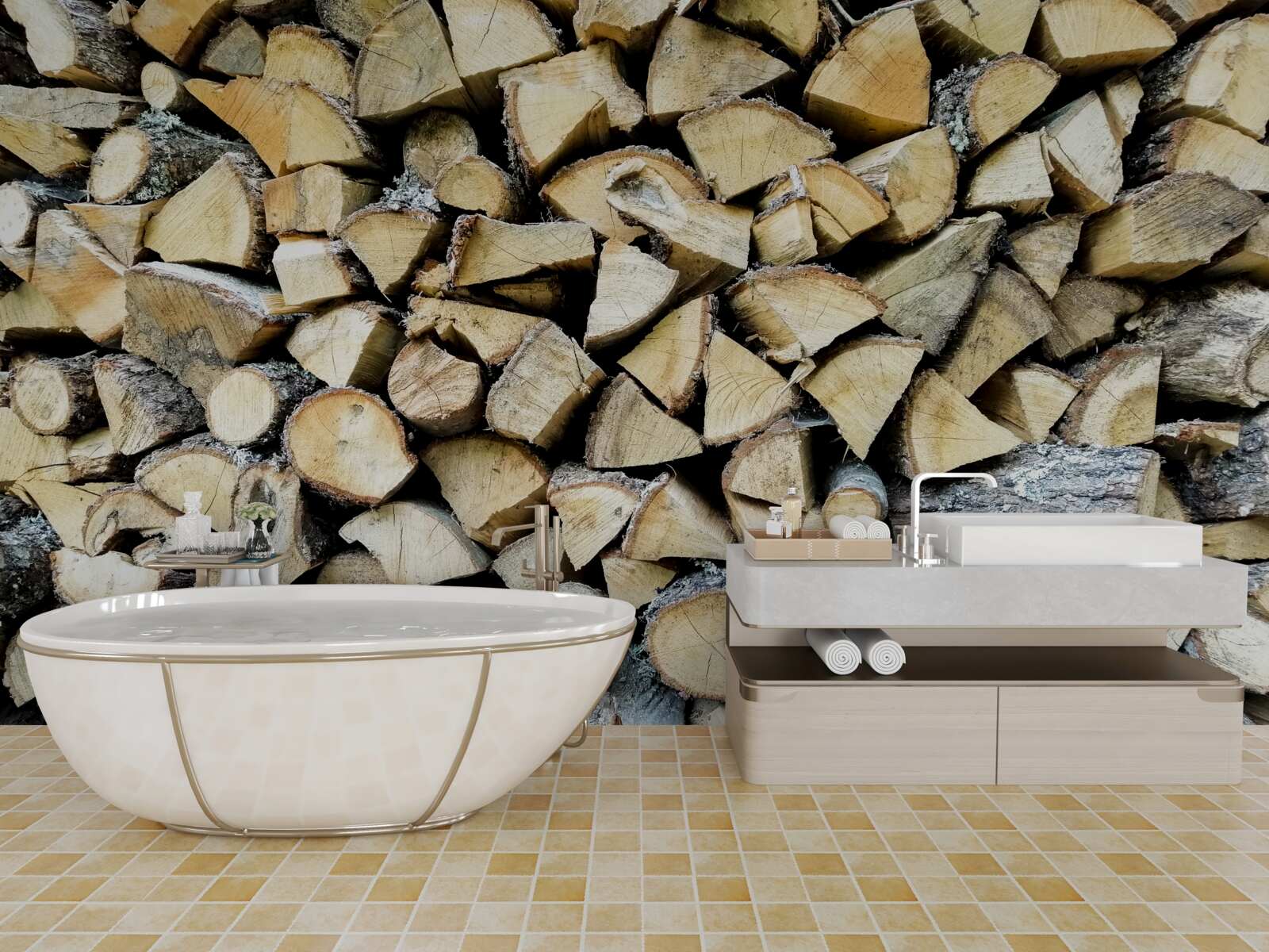 Papier peint blocs de déchets de bois