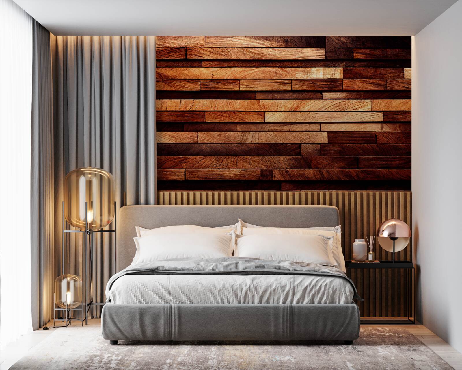 Papier peint mur en bois assemblé à partir de poutres