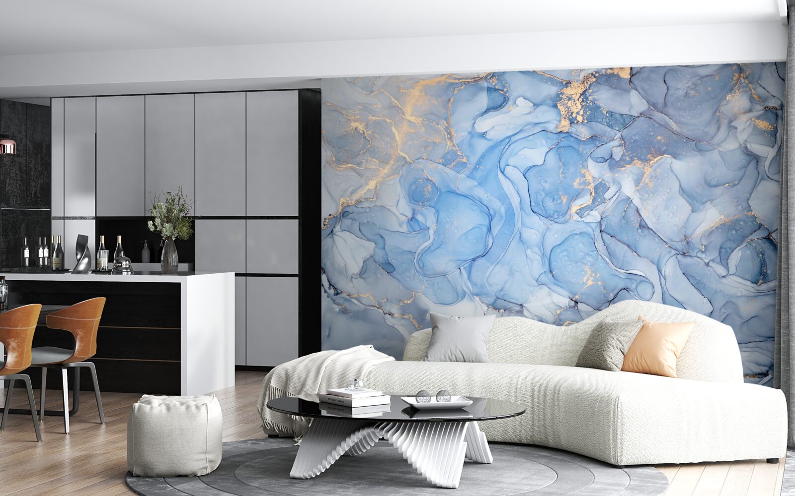 Papier peint fond bleu exclusif