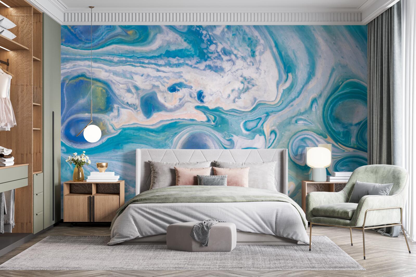 Papier peint résine époxy bleue