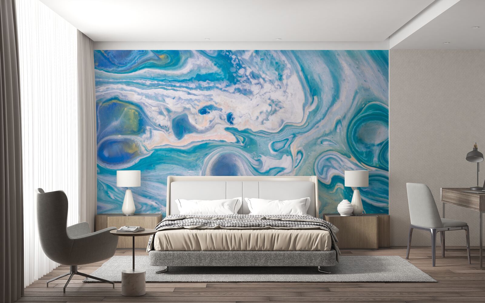 Papier peint résine époxy bleue