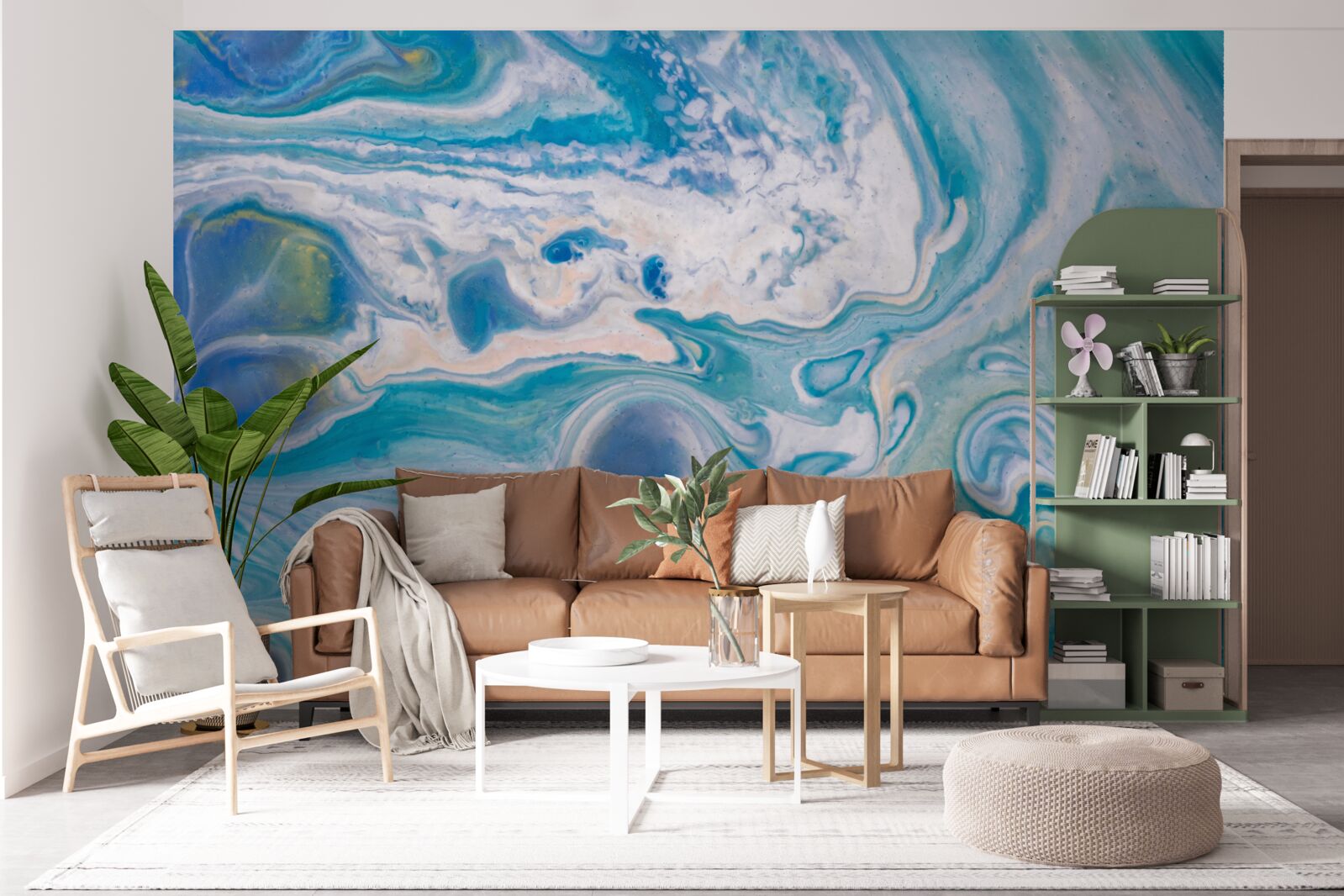 Papier peint résine époxy bleue