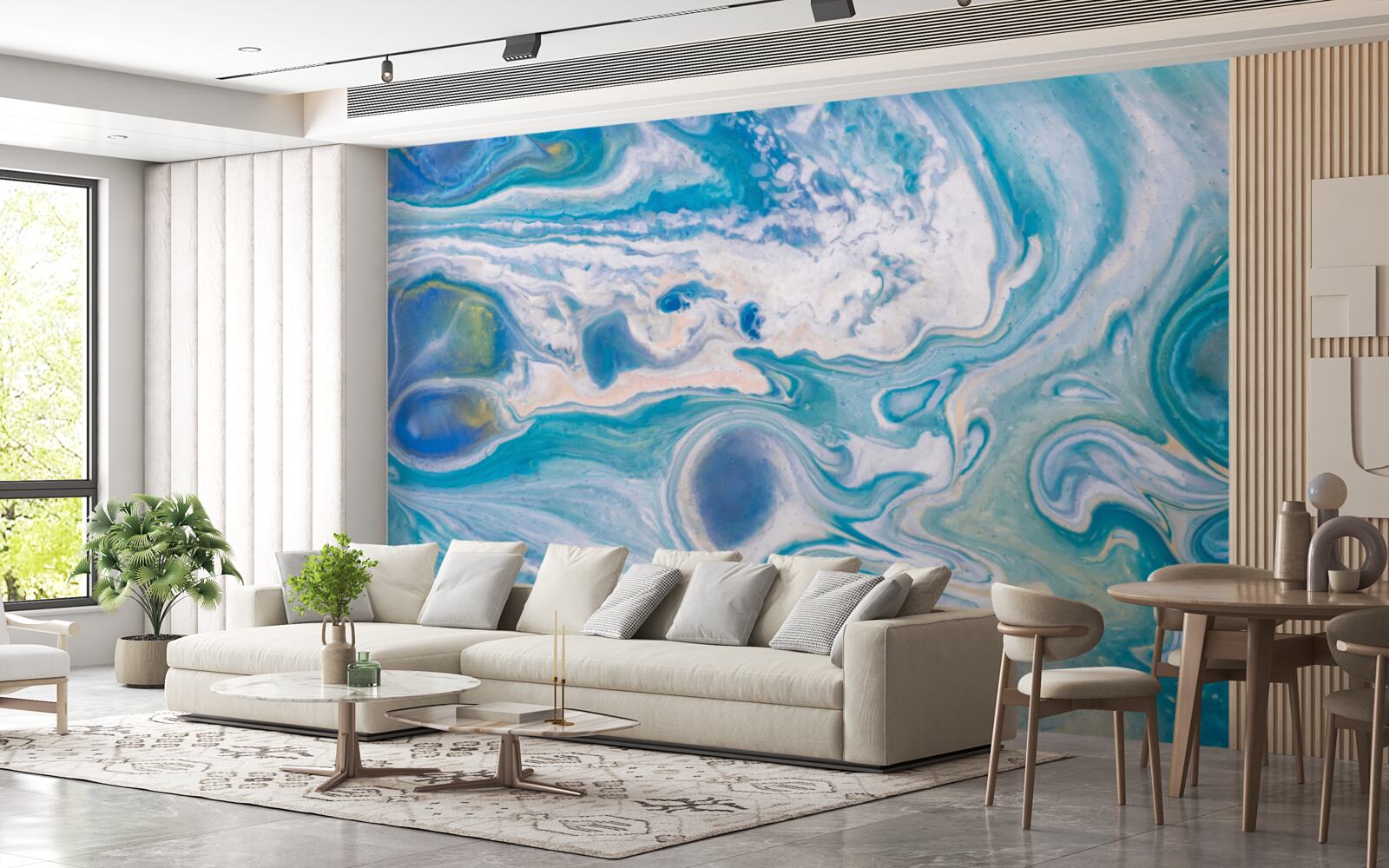 Papier peint résine époxy bleue