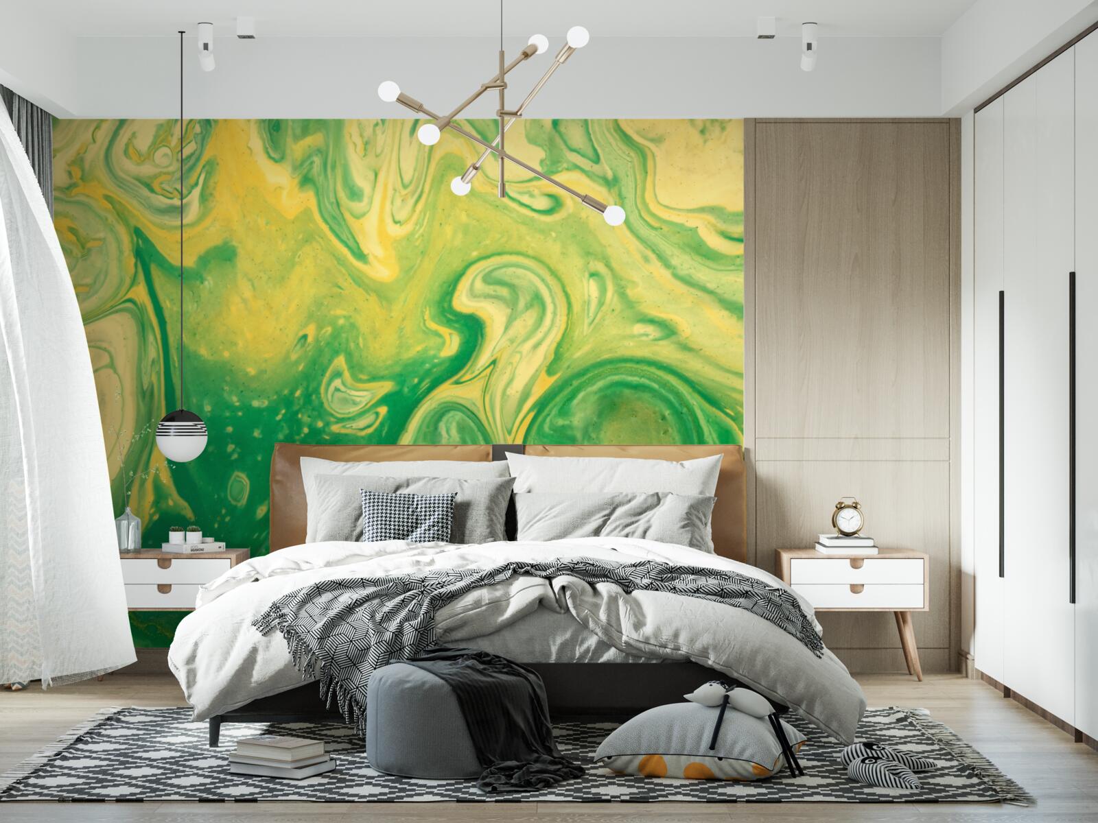 Papier peint des taches vert-jaune sur le fond