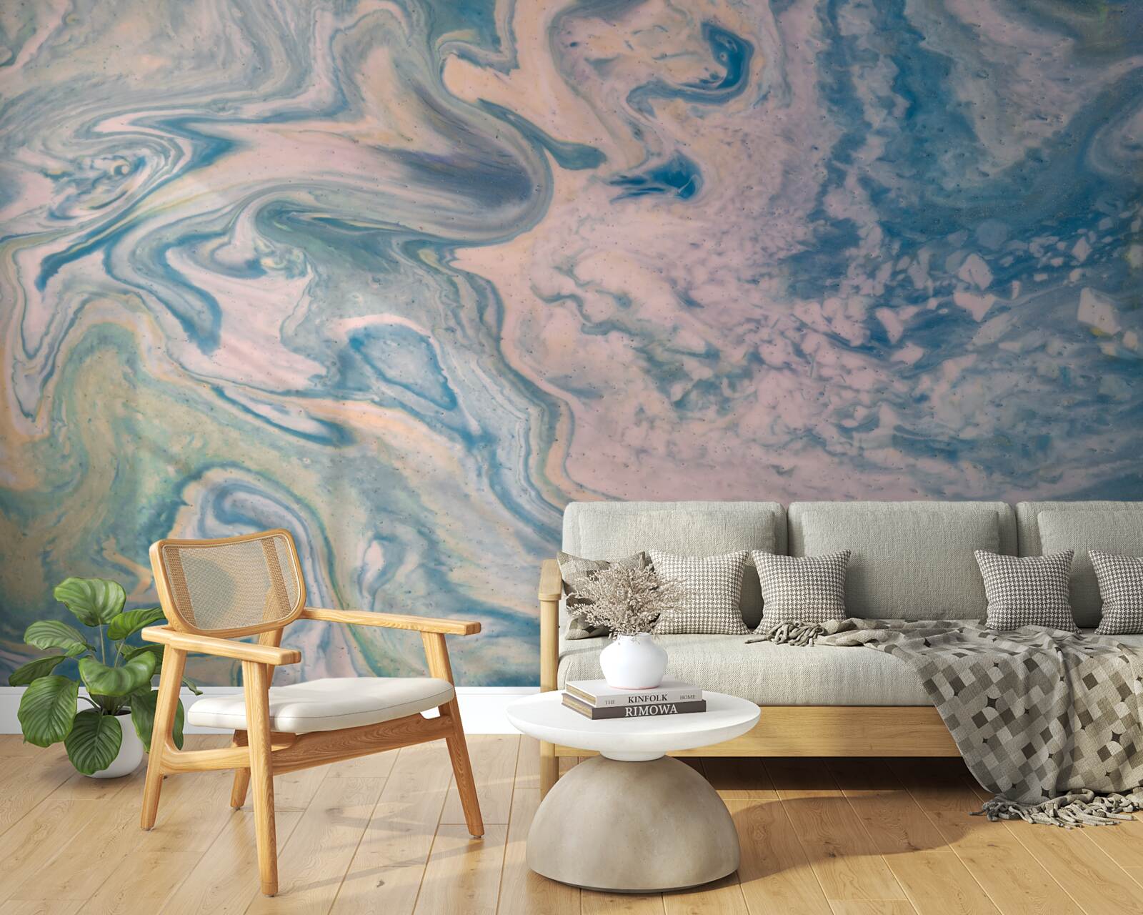 Papier peint lignes abstraites multicolores suivant des trajectoires fluides