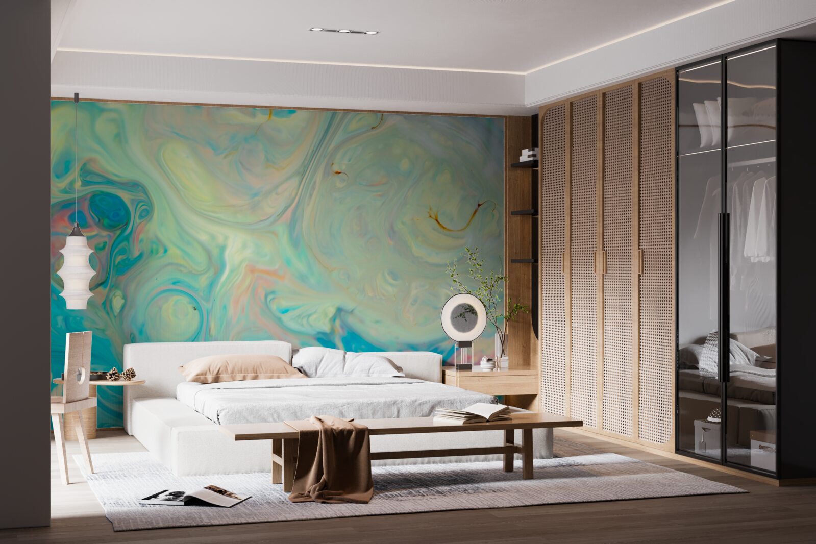 Papier peint fond turquoise clair