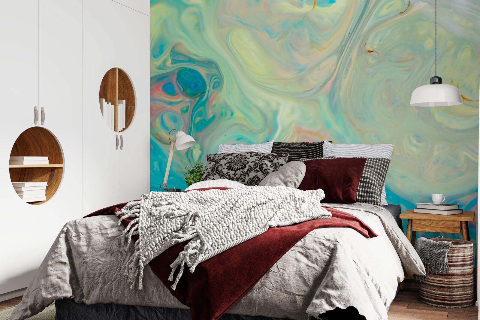 Papier peint fond turquoise clair