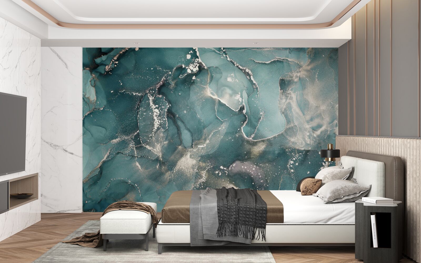 Papier peint liquide vert foncé