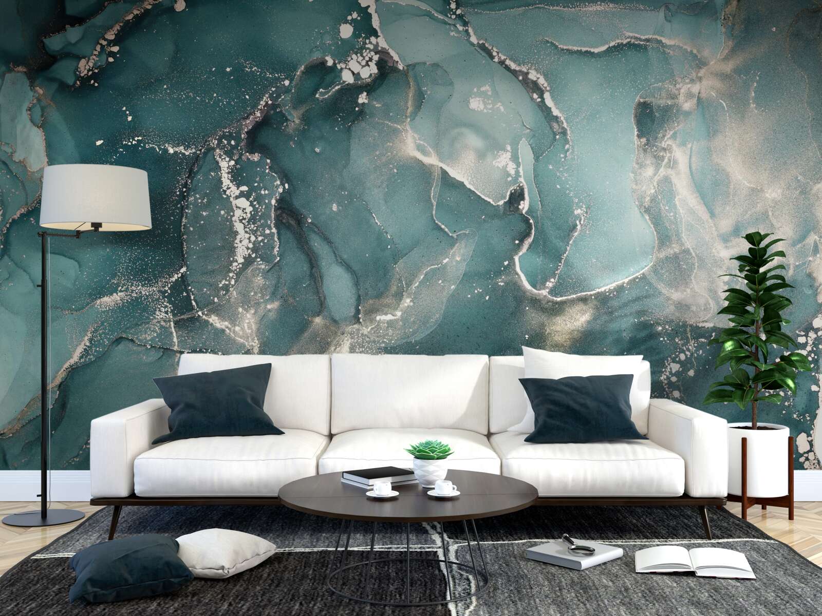 Papier peint liquide vert foncé