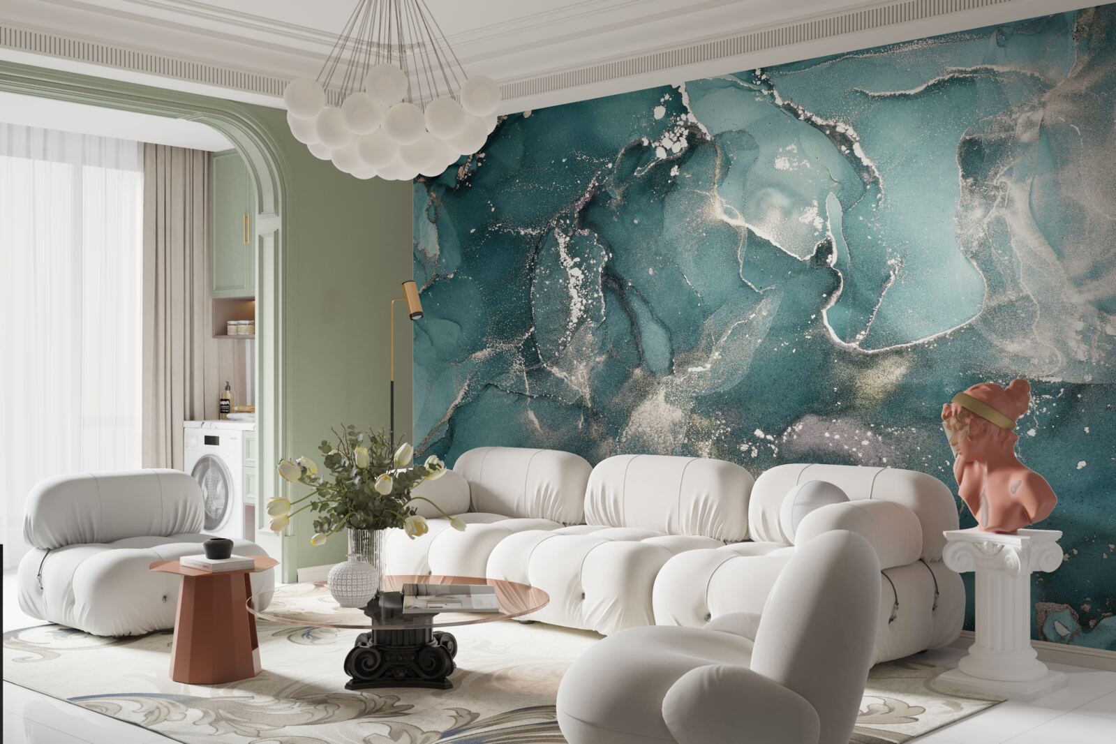 Papier peint liquide vert foncé