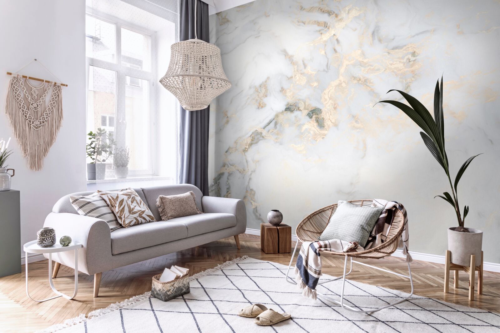 Papier peint marbre blanc de luxe