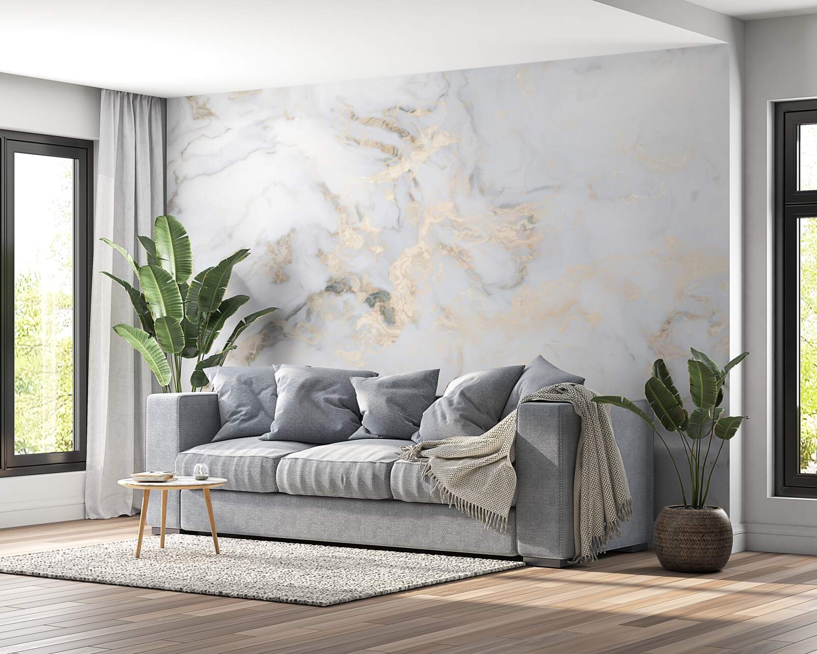 Papier peint marbre blanc de luxe