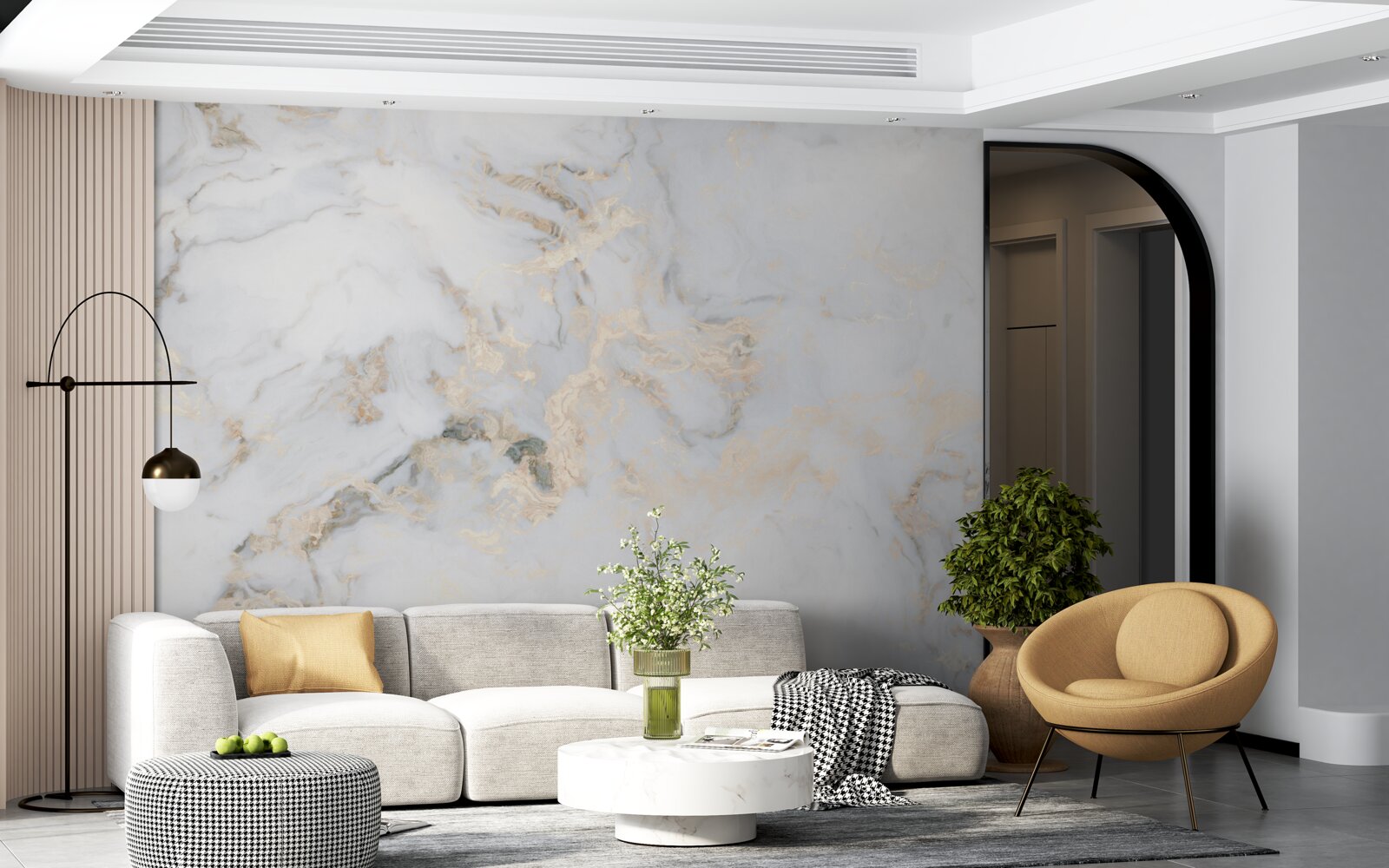 Papier peint marbre blanc de luxe