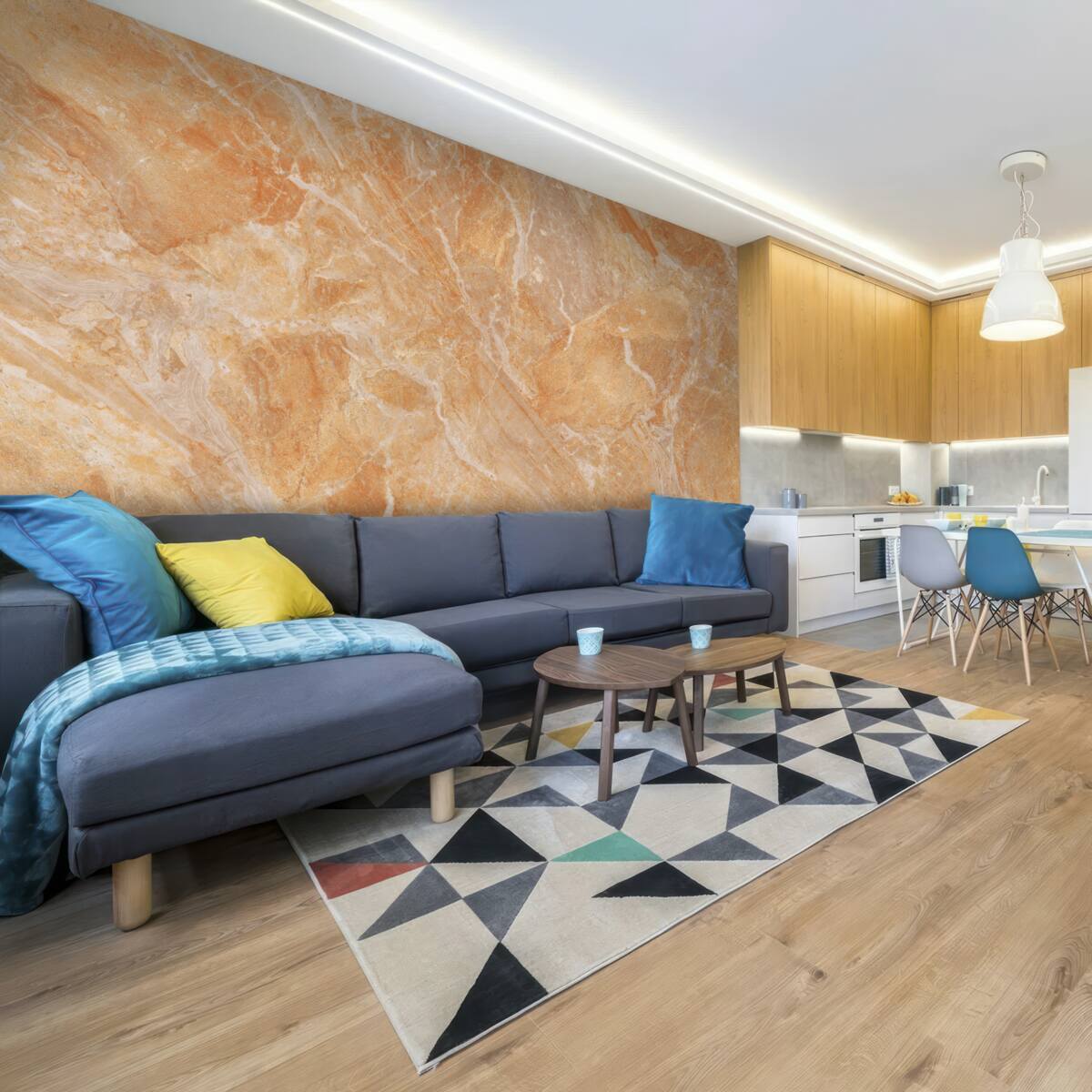 Papier peint fond en onyx dans les tons d'orange