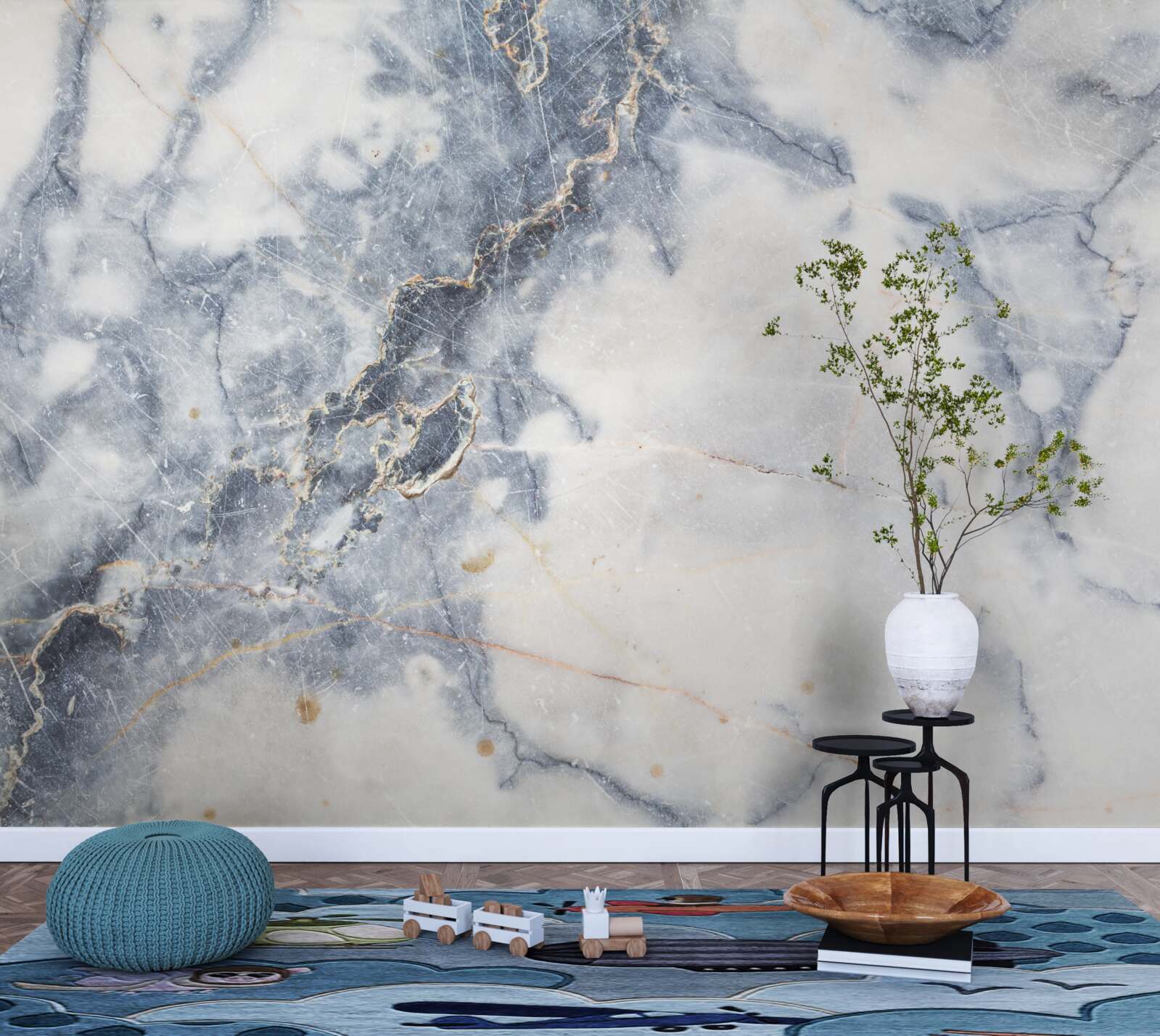 Papier peint le fond est en marbre gris