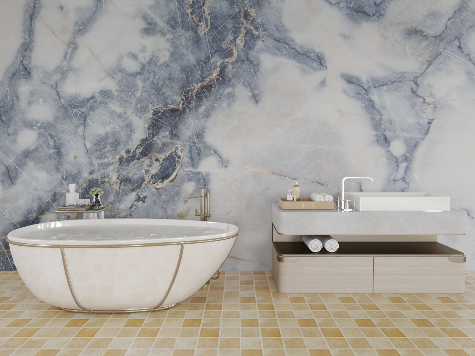 Papier peint le fond est en marbre gris